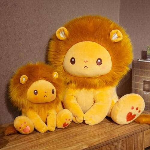 25/40cm Golden Adorable Lion Toy Plush Stuffed Sitting Lions Little Zoo Animal Cute Cartoon Plushie Children Appeasing Gift