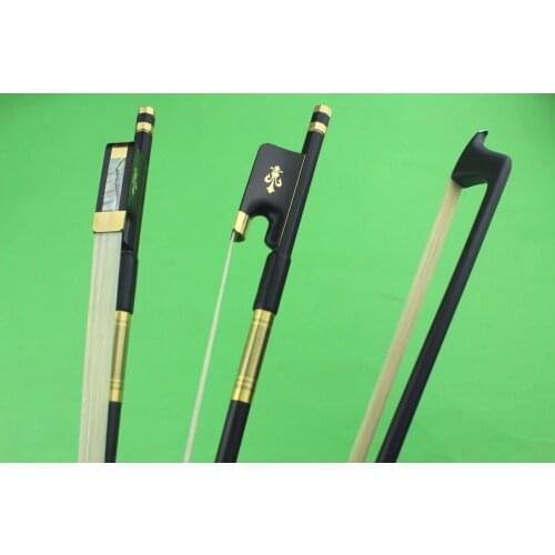 3pcs PRO black 4/4 Carbon fiber cello bow ebony frog inlaid copper flower