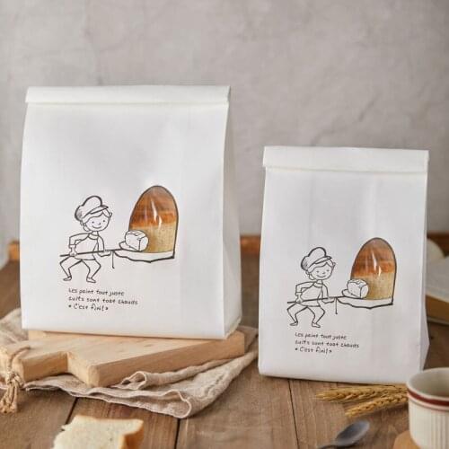 50pcs Bread Toast Window Bag French Kraft Paper Iron Wire Sealed Baking Bag Cake Dessert Takeaway Packaging Bags