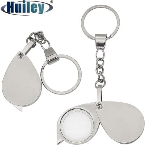 8X Keychain Reading Magnifier Zinc Alloy Metal Magnifying Glass Portable Folding Pocket Size Glass Lens