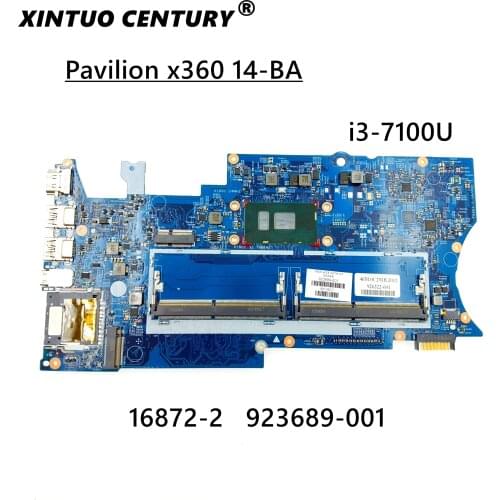 923689-601 923689-501 For HP Pavilion x360 14-BA 14-ba007ca Laptop Motherboard 16872-2 W/ i3-7100U DDR4 100% tested working