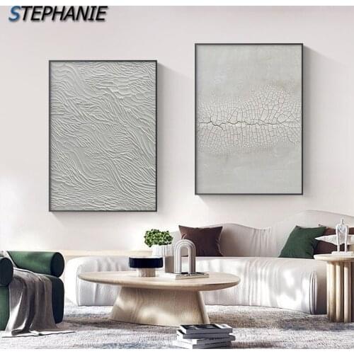 Abstract Gray White Canvas Painting Nordic Simplicity Posters and Prints Soil Texture Wall Art Pictures for Living Room Bedroom