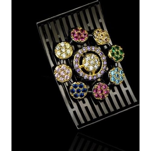 CIZEVA Exaggerated Personalized 925 Silver Ring Multicolor CZ Rings for Women Engagement Jewelry Anniversary Gift