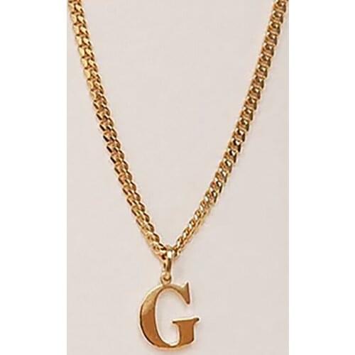 HUHUI Custom Initial Letter Necklace Personalized Stainless Steel Cuban Chain Jewelry For Unisex Accessories Anniversary Gift