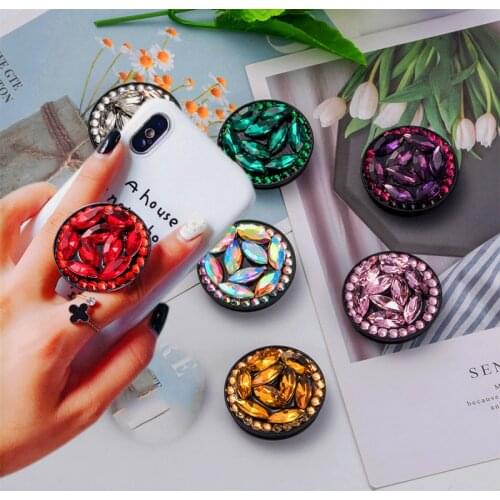 Pocketsocket Bling Diamond Phone Finger Grip Holder Stand for IPhone XR X Samsung Huawei Xiaomi Pocket Socket Bracket Support