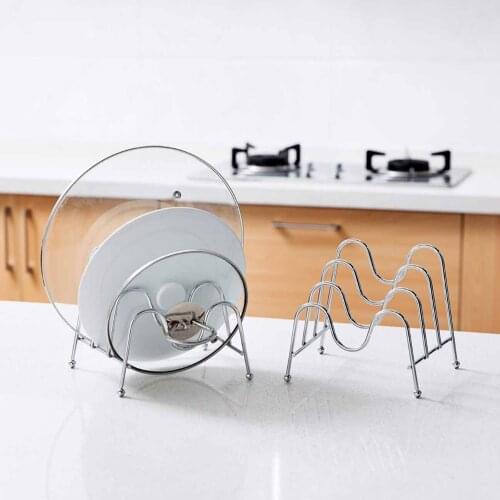 Kitchen Rack Cutting Board Holder Storage Pot Lid Organizer Stands Tapas Cover Stand Stainless Steel Dish Kitchen Rack