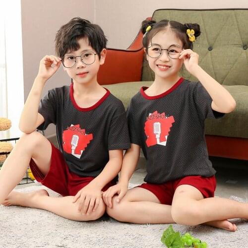 2021 Summer Children Pajamas Short Sleeve T Shirt+Pants 2 Piece Sets Pyjamas Kids Boys Girls Pijamas Cartoon Baby Sleepwear Suit