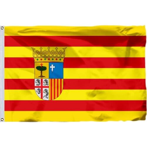 Spain Aragon Flag 90x150cm 3x5ft 100D Polyester Double Stitched High Quality Free Shipping 60x90cm 21x14cm Banner