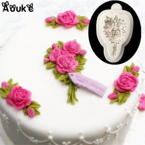 Rose Bouquet Shape Fondant Cake Silicone Mold Candy Cookie Cupcake Molds Cake Decorating Tool Baking Biscuits Mould Cozinha
