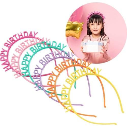 12pcs Happy Birthday Party Hat Hair Hoop Decoration Kids Girls Headwear Childrens Birthday Headband Party Supplies A35