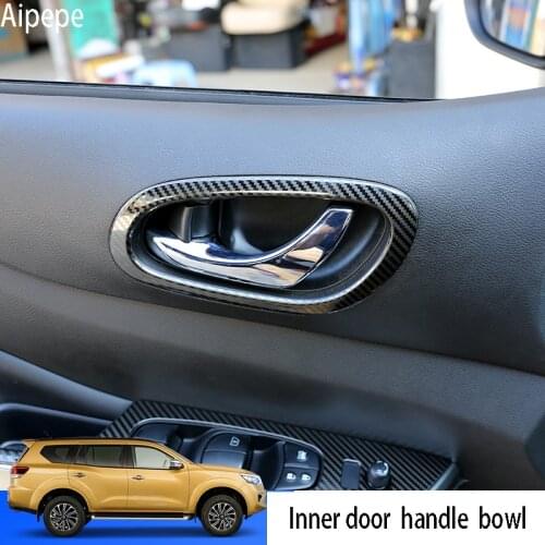 Hot Sale For Nissan Terra 2018 2019 car styling Stainless steel cover stick trim door inner handle bowl frame lamp armrest 4pcs