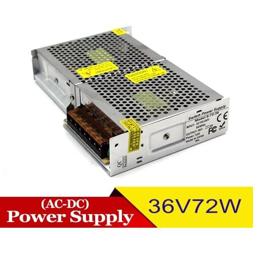 Single Output DC36V 72W Switching Power Supply 110V 220V AC-DC 36V SMPS for LED Strip Light Display CCTV Advertisement Stepper