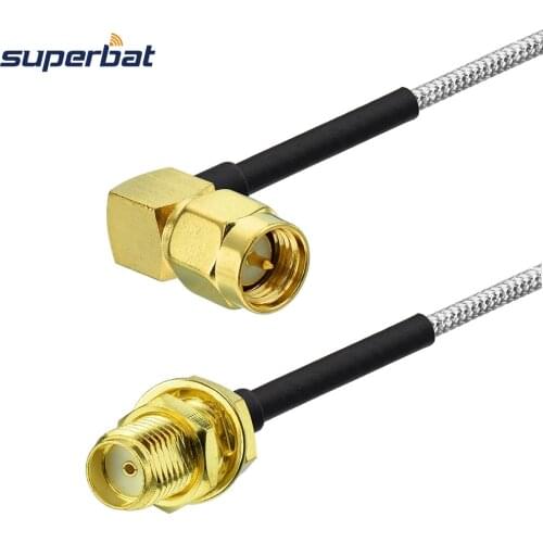 Superbat SMA Jack Bulkhead Connector to SMA Plug Right Angle Pigtail Extension Cable RG405 15cm for Wi-Fi Radios