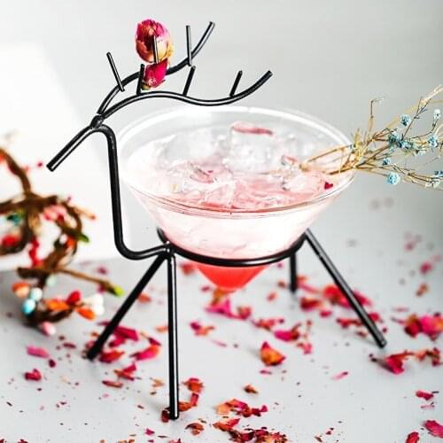 Nordic Creative Iron Art Elk Holder Special Drinking Molecular Cocktail Cup Party Bar Wedding Champagne Coupe Wine Martini Glass
