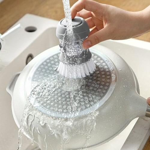 Kitchen Washing Brush Automatic Liquid Filling Brush Pot Artifact Cup Brush Pressure Liquid Dish Washing Cleaning Brush