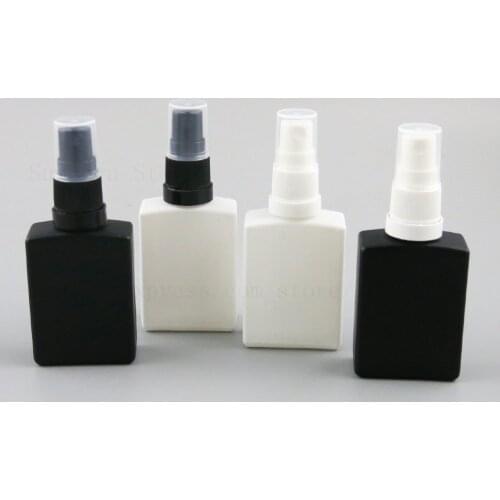30ml 1 oz Refillable Press Pump Spray Bottle Liquid Container Perfume Atomizer Travel Square Black White Sprayer bottle 20pcs