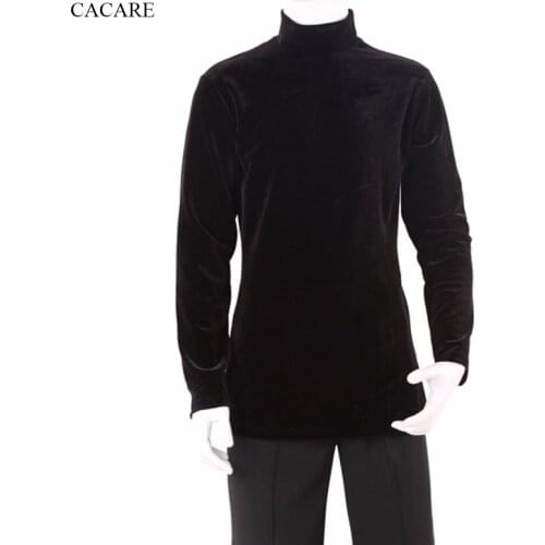 Latin Dance Shirts Men Latina Velour CHEAPEST CAD320 Dance Top Shirt Black Long Sleeve Split Waist