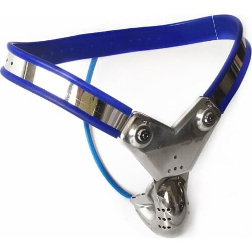 316 Stainless Steel Male Blue Chastity Belt Device Penis Ring Lock Cock Cage Bondage Fetish Pants Locked Gay Sex Toys for Men