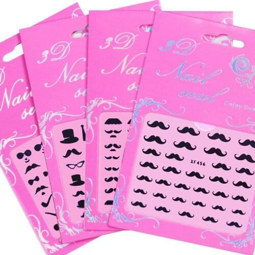 Wholesale 3D Nail Art Sticker beard Design nail Decal Self-adhesive Nail Finger tips beauty Decoration 100pcs/lot free shipping