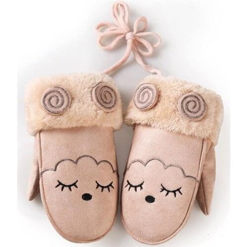 Childrens gloves cartoon Childrens warm gloves Hanging Neck Boys and girls Winter Warmth Snowboard Ski Mittens Christmas gift