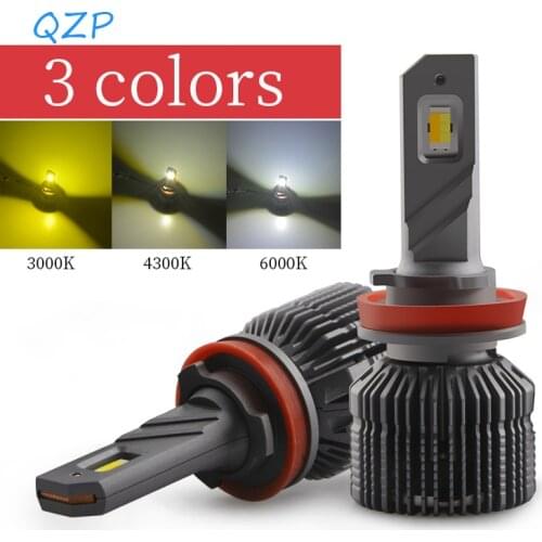 QPZ 3 color car H7 H4 led headlight bulb fog lamp light 3000k yellow 4300k 6000k white led headlamp H1 H3 H8/9/11 9005 9006 9012