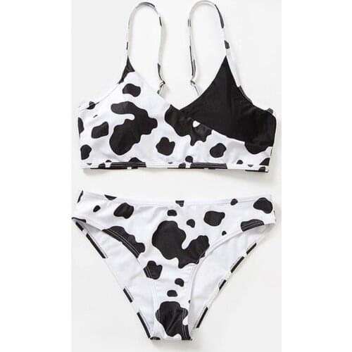 Sexy Swimwear Women 2021 New Summer Cow Printed Swimsuits Push Up Bikinis Set Female Vest Bathing Suits Beach Wear Mujer Biquini