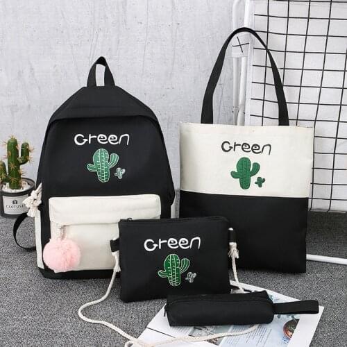 Schoolbag female student Korean leisure multi-piece set College wind high school ancient backpack girl cartoon cute backpack