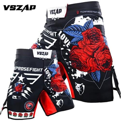 VSZAP Rose MMA Shorts Kick Boxing Muay Thai Shorts Trunks BJJ Training Fitness Shorts Sanda Boxe Fight Wear Grappling Mma Pants