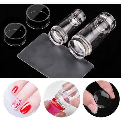 Nail Transfer Stamper Dounle-Head Scraper Plate Nail Polish Print Siliconel Nail Seal Stamp DIY Template Stamping Nail Tool