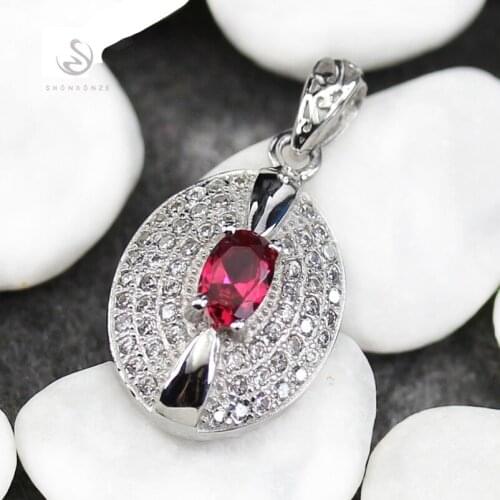 SHUNXUNZE Luxury jewellery christmas Wedding pendants for women best sell dropshipping Red Cubic Zirconia Rhodium Plated R3122