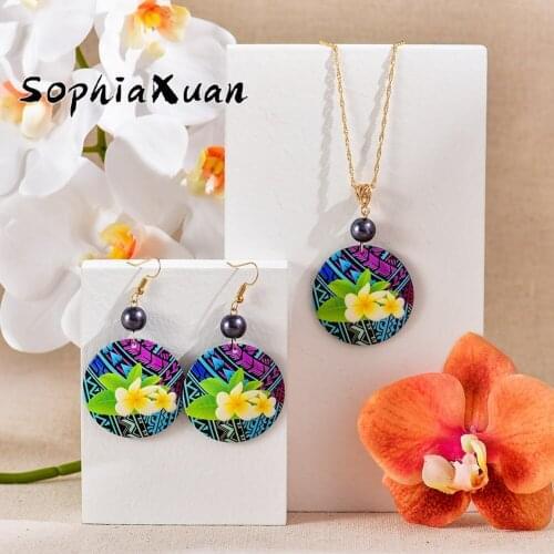 SophiaXuan New Designer Jewelry Sets Hawaiian Marshall Big Plumeria Flower Necklaces and Earrings Wholesale for Women Holiday