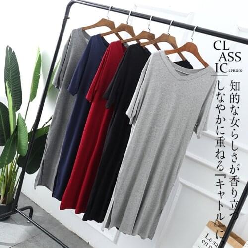 Loose Short Sleeve Sleepshirt Modal Cotton V-Neck Dress Mid-Long Summer Nightdress For Women Nightgowns Comfortable Sleepwear