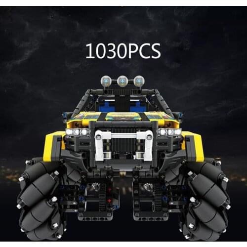 Technical Monsters pickup truck building block Mecanum wheel 2.4Ghz radio remote control vehicle brick toy RC car with light
