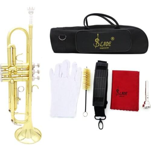 Top Quality Trumpet Bb B Flat Durable Brass Trumpet with a Silver-plated Mouthpiece a Pair of Gloves and Exquisite Gig Bag