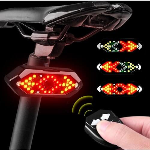 Smart Bike Light Remote Control Turn Signal Bicycle LED Light USB Chargeable Waterproof Taillight With Horn Safety Warning Light