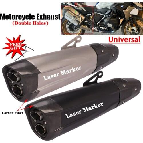Universal Motorcycle Exhaust Pipe Modify Escape Muffle Silencer Double Holes With DB Killer Carbon Fiber For BMW S1000RR CBR650