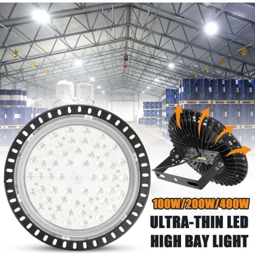 Waterproof Led High Bay Light 100W/200W/400W Slim UFO LED Industrial Light Lamp for Workshop Garage Warehouse Stadium Market