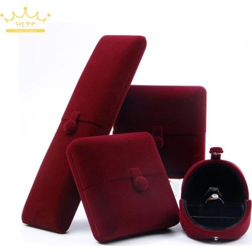 High-grade Red velvet flannel engagement couple ring box pendant box double open snap jewelry box