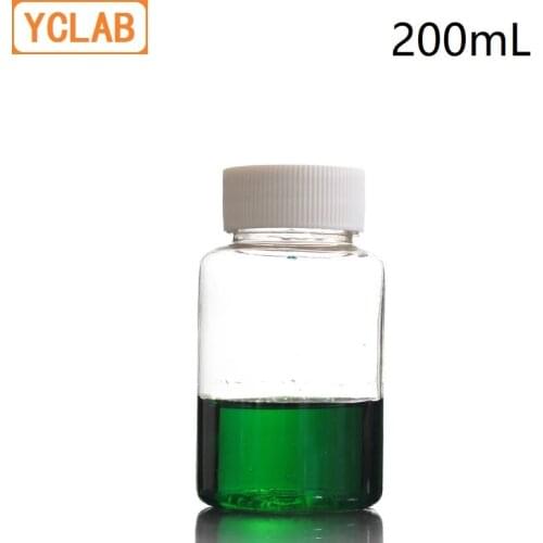 YCLAB 200mL PETP Plastic Sample Bottle Transparent PET Specimen with PE Gasket Laboratory Chemistry Equipment