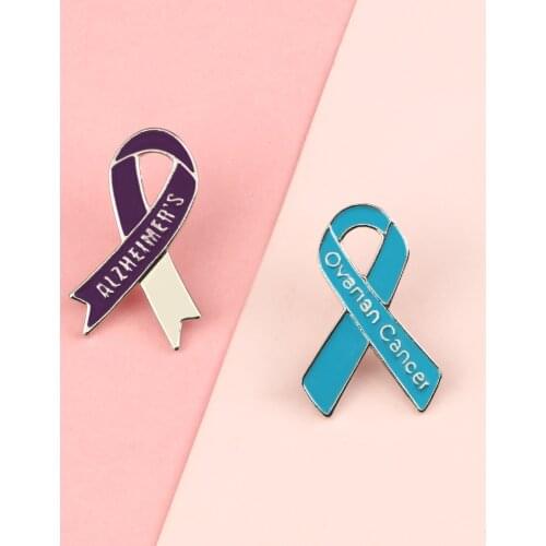 Bow Tie Enamel Brooch For Women Ovarian Cancer Surviving Bowknot Cartoon Lapel Pin Fashion Custom Button Cute Badge Jewelry Gift