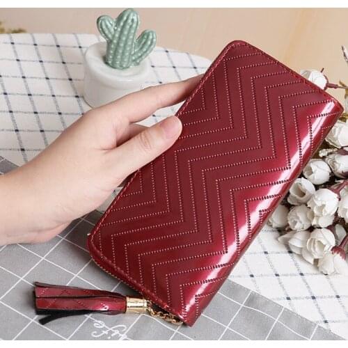 Women Wallets Purse Plaid Pu Leather Tassel Long Wallet Hasp Cell Phone Pocket Card Holders Ladies Wallets Purse Money Coin