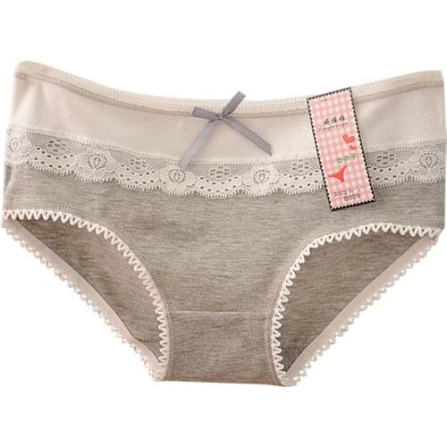 Women Fashion Cotton Underwear Lace Briefs Panties Pure Color Underwear Underpants Leak Proof Menstrual Period Panties