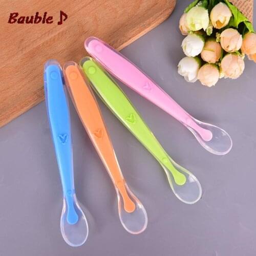 1Set Food Grade Silicone Cute Baby Feeding Tableware Non-Slip Baby Trainning Spoon with Storage Box