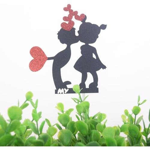 1pc Heart cake topper Happy Birthday Cupcake Cake Toppers Kids Boy Girl Kiss Gift Wedding Baby Shower Party Baking DIY Xmas