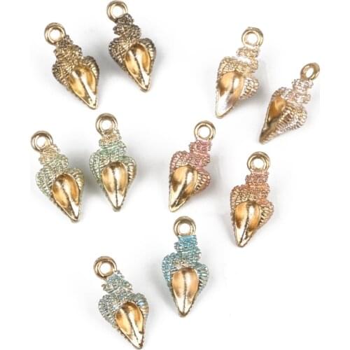 10pcs/lot 16*15mm Gold Color Alloy Enamel Conch Charms For Bracelet Necklace Jewelry Making DIY Woman Earring Findings