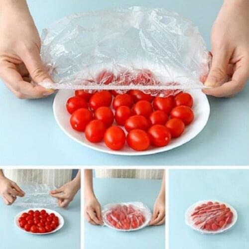 100Pcs Disposable Bowl Cover Elastic Food Dust Covers Plastic Wrap Cover Fresh Food Storage Saran Wrap For Refrigerator Kitchen