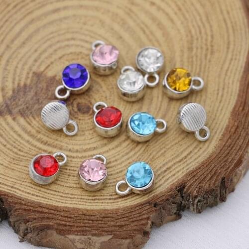 12PCS Silver Plated Crystal Round Charm Pendant Jewelry Making Bracelet Necklace DIY Earrings Accessories Craft