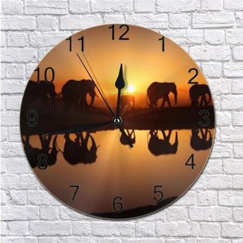 25CM Elephant Wall Clock Numeral Digital Dial Mute Silent Non-Ticking Battery Operated Clocks Decor Art for Living Room Kitchen