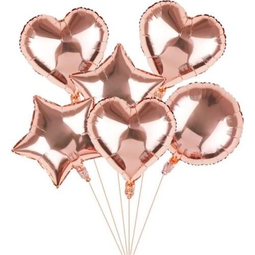 6pcs Baby Shower Globos 18 inch white rose gold star helium foil Balloons girl boy Birthday 1st Party Supplies Decor Pure color