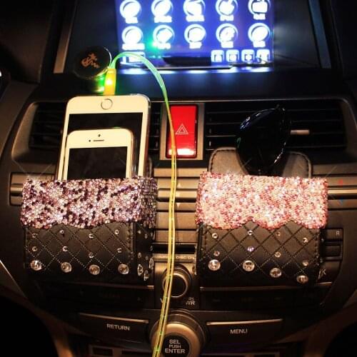 Car supplies air outlet compartment box diamond storage box car multi-function mobile phone hanging bag Organizer